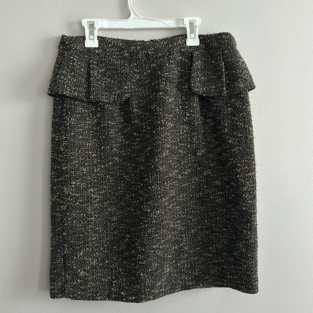 Tweed textured blend peplum high waisted skirt